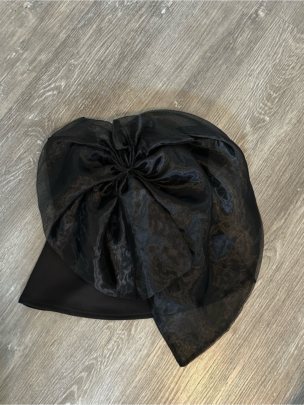 Women's Black Organza Bow Turban - Elegant Headwrap